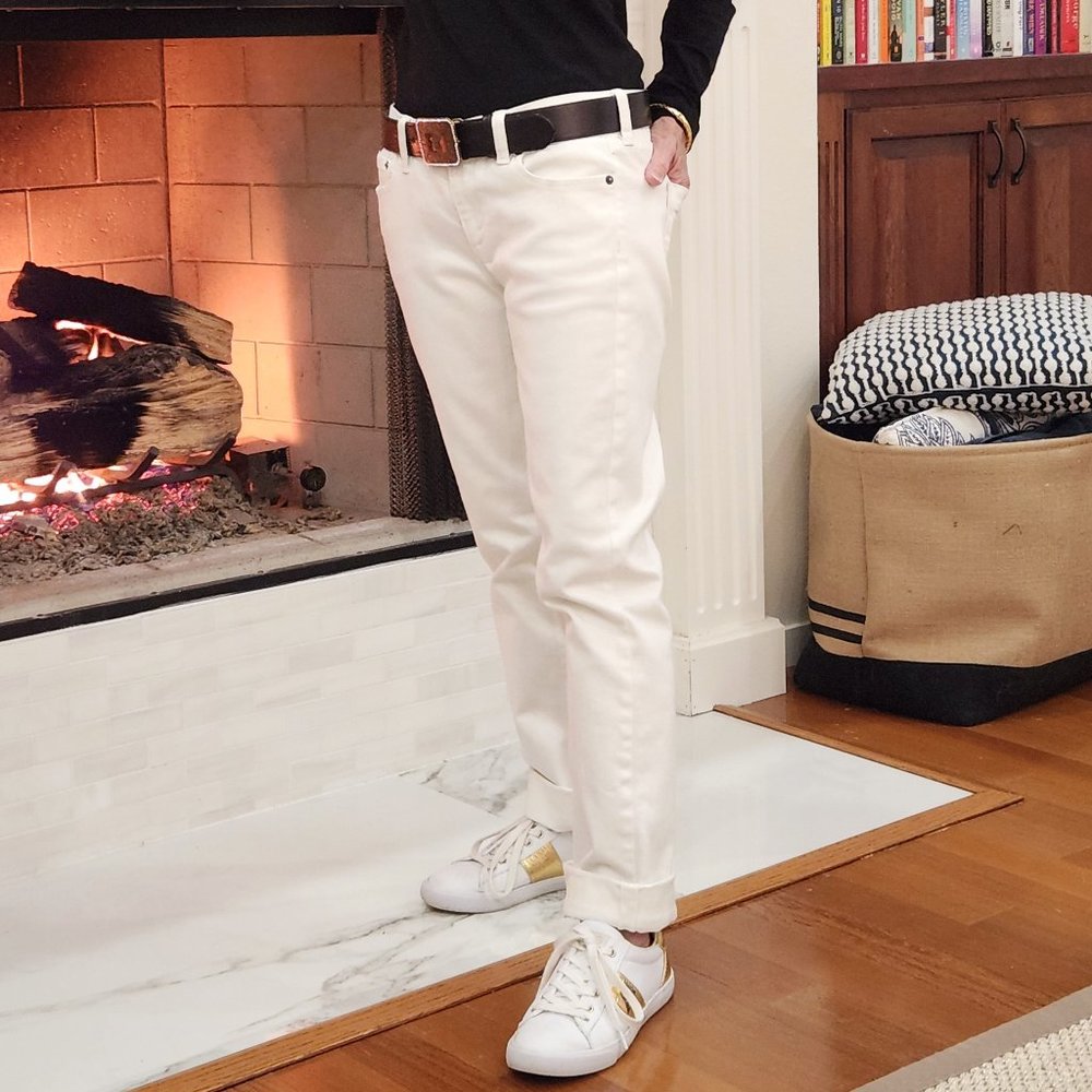 LOWRISE, WHITE, STRAIGHT LEG JEANS BY J. CREW